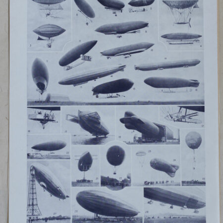 Planche originale de 1928 "L’aéronautique avions et dirigeables" Pièce rare et authentique, idéale pour décoration ou collection