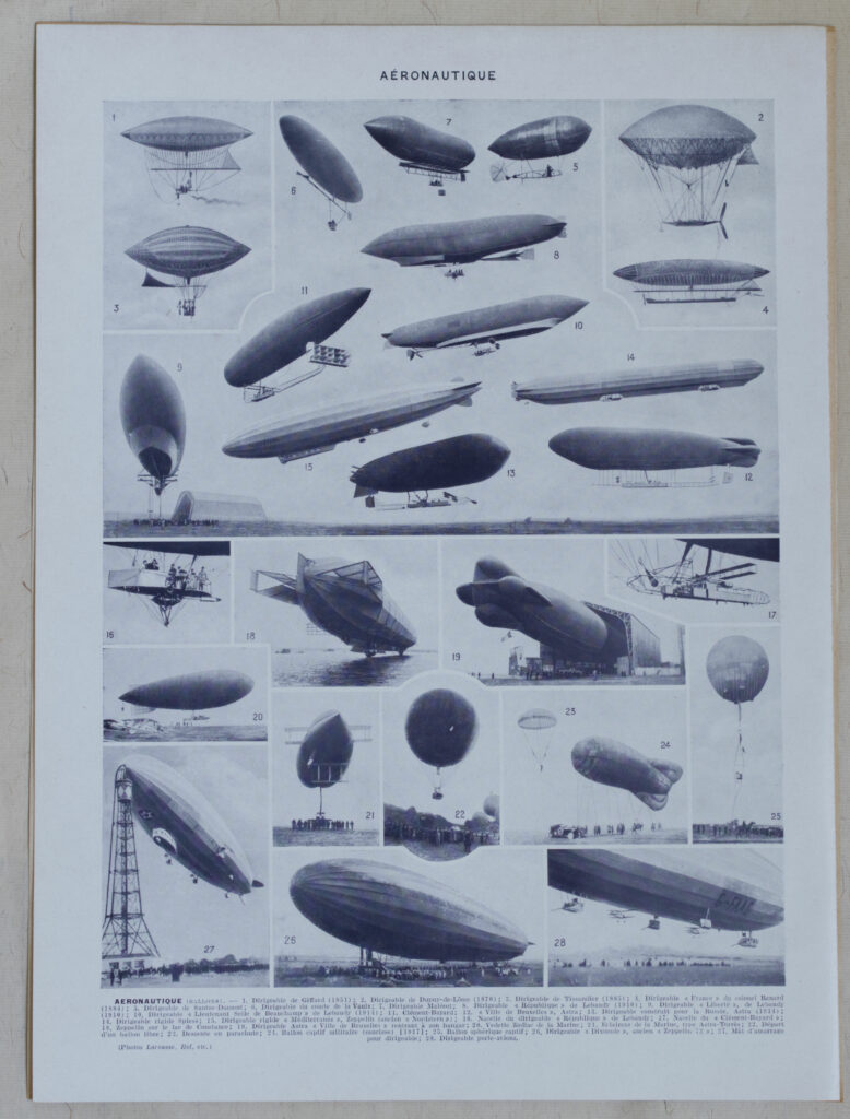 Planche originale de 1928 "L’aéronautique avions et dirigeables"