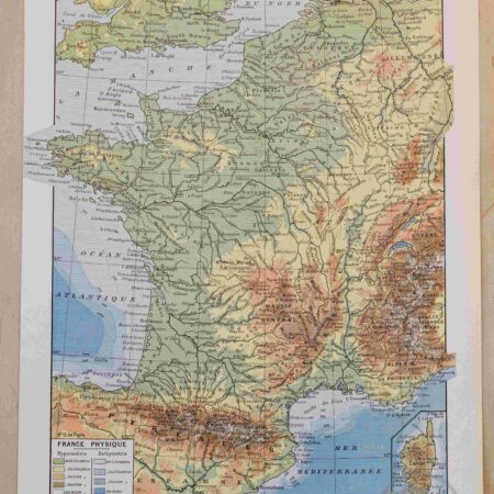 Cartes anciennes de la France – Physique & Agricole – Larousse 1930 – Décoration vintage et instructive !