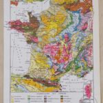 Cartes anciennes de la France, Géologie & Minière, 1930, décoration vintage