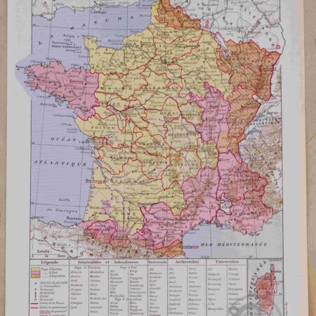 Cartes anciennes de la France, Anciennes provinces & Industrielle, Larousse 1930 – Décoration vintage et fascinante !