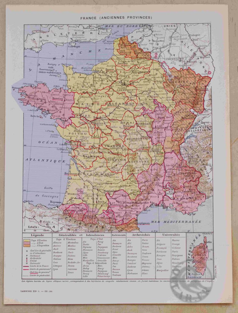 Cartes anciennes de la France, Anciennes provinces & Industrielle, 1930