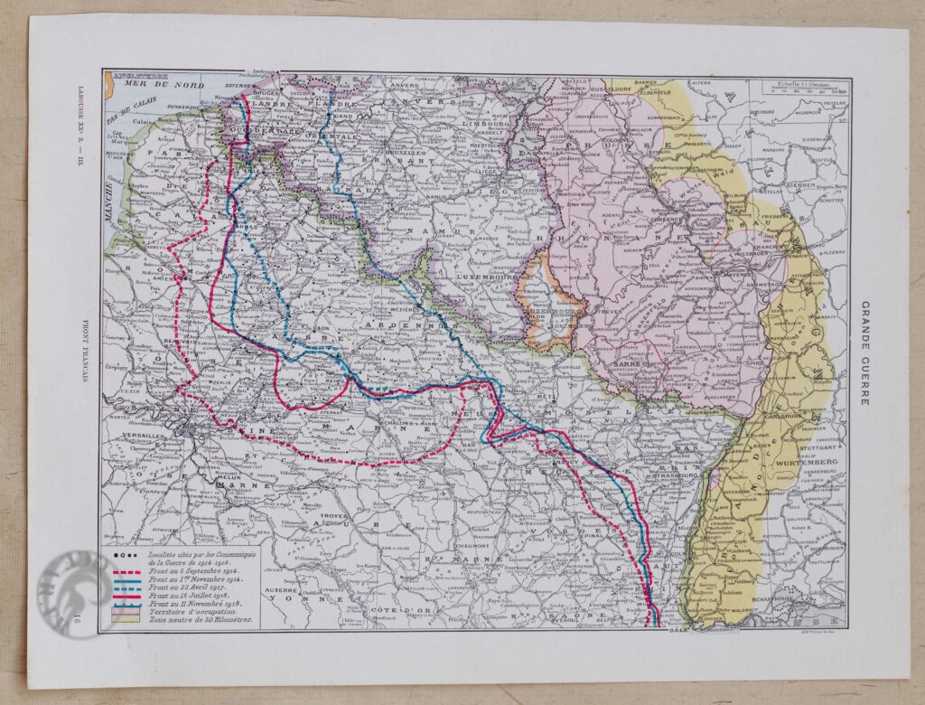 Planche historique "Grande Guerre 1914-1918 : Cartes des Fronts", 1930