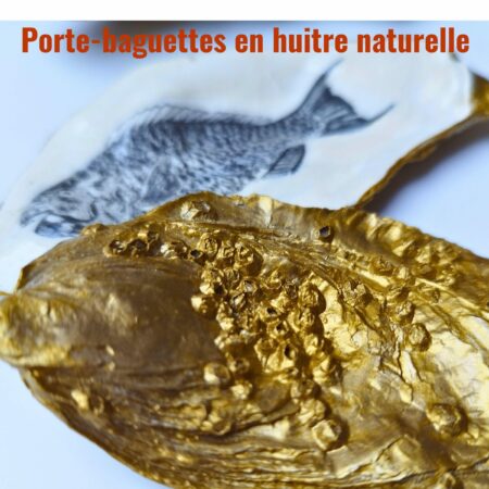 Porte baguettes Gyotaku en Coquille d'Huitre Naturelle, art en coquillage d'huître, décoré  Gyotaku - art de la table artisanat de la mer