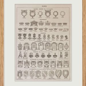 Planche héraldique de 1928 "Les blasons" Pièce rare et authentique, idéale pour décoration ou collection