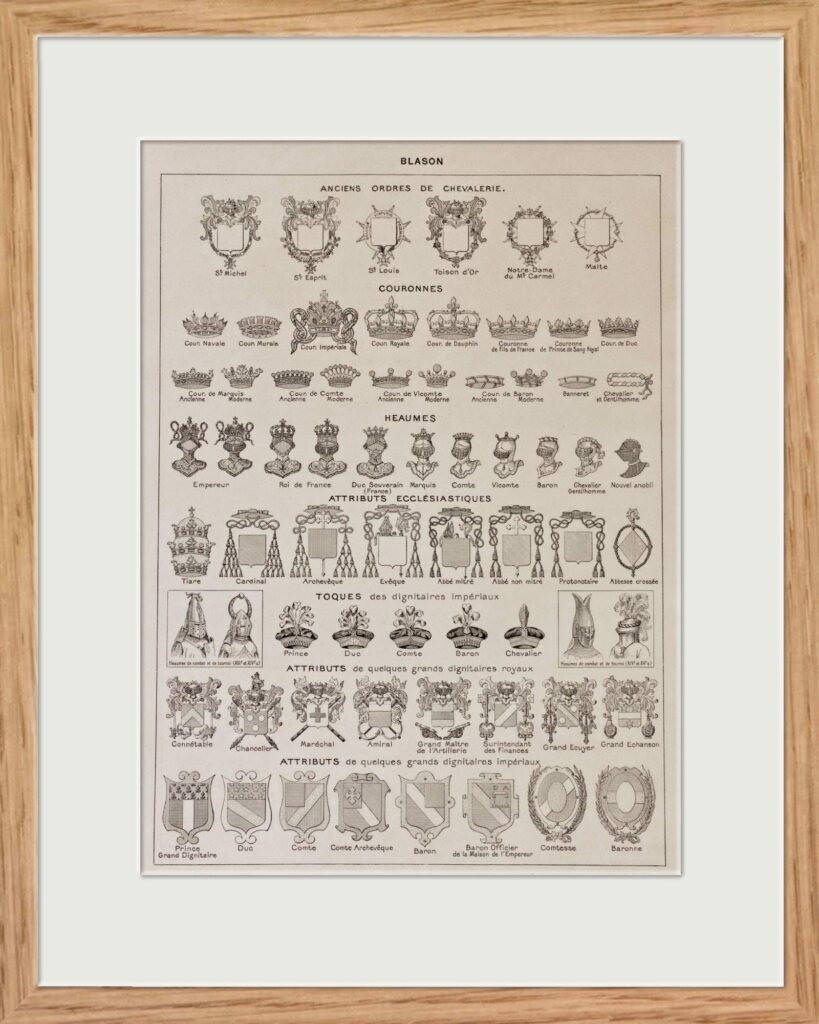 Planche héraldique de 1928 "Les blasons" Pièce rare et authentique