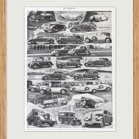 Planche originale de 1928 "L’Automobile à travers les âges" – Collection historique exceptionnelle