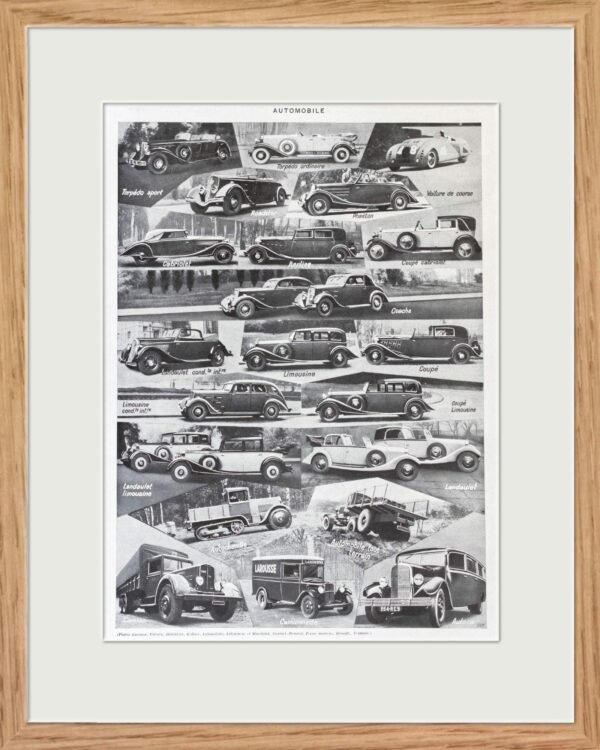 Planche originale de 1928 "L’Automobile à travers les âges" – Collection historique exceptionnelle