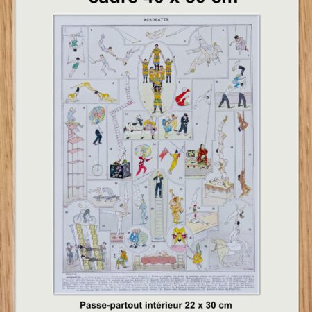 Planche originale de 1928 "Les acrobates du cirque" Pièce rare et authentique, idéale pour décoration ou collection