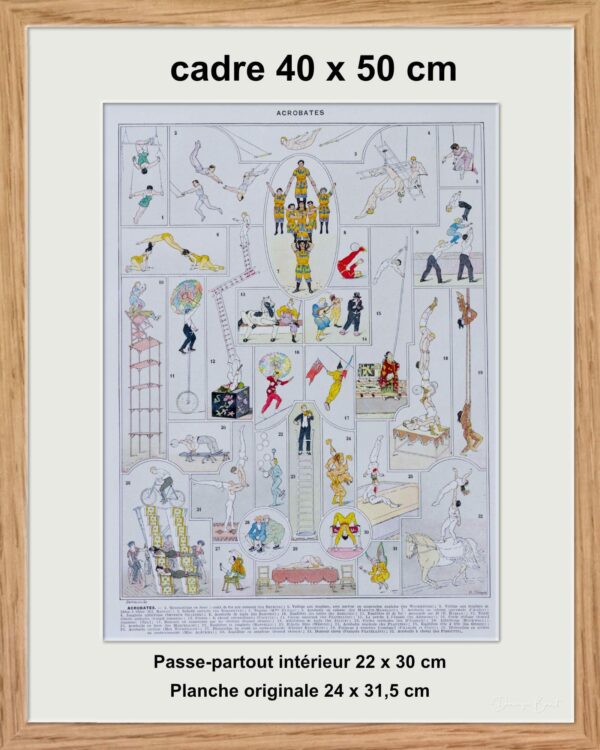 Planche originale de 1928 "Les acrobates du cirque" Pièce rare et authentique, idéale pour décoration ou collection