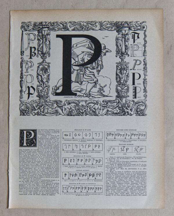 Planche originale de 1932 illustrée sur la typographie de la lettre P | Maximilien Vox (1894)