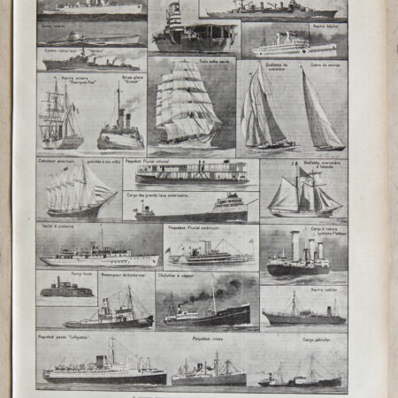 Planche originale "Les Navires" (1930) – Illustration vintage ancienne 24 cm x 31,5 cm