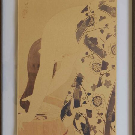 Poster Art Japonais Traditionnel – Estampe femme drapée sur Papier Kraft 180g