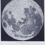Carte de la Lune & Phases photographiques, planche encyclopédique originale 1930