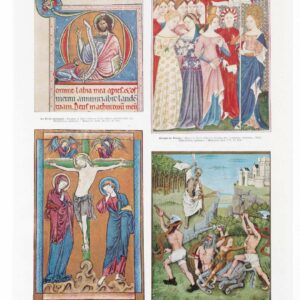 Miniatures médiévales XIIe-XVe siècle en couleurs, manuscrits BNF, planche encyclopédique originale 1930