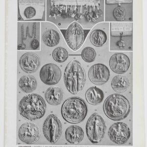 Sigillographie médiévale, 54 sceaux de Charlemagne à Napoléon, planche originale 1930