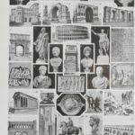 empire romain, carte historique en couleurs et art romain, planche encyclopédique originale 1930