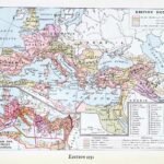 empire romain, carte historique en couleurs et art romain, planche encyclopédique originale 1930