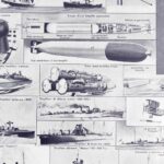 sous marins et torpilleurs, de 1776 au surcouf, planche encyclopédique originale 1930