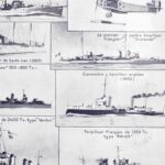 sous marins et torpilleurs, de 1776 au surcouf, planche encyclopédique originale 1930