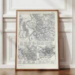 rome antique, médiévale et renaissance, trois plans historiques, planche originale 1930