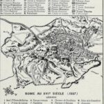 rome antique, médiévale et renaissance, trois plans historiques, planche originale 1930