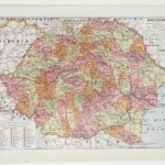 grande roumanie 1939, carte politique en couleurs et carte économique, planche encyclopédique originale