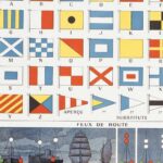 signalisation maritime, routière et militaire, planche encyclopédique originale couleurs 1930