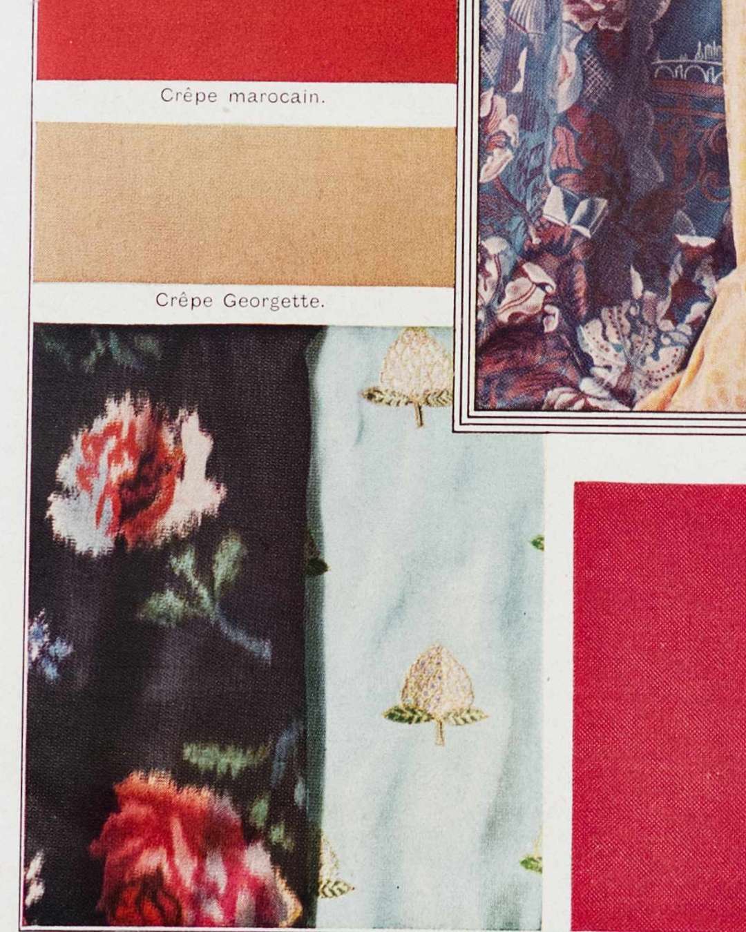 soieries, 22 tissus en couleurs et fabrication de la soie, planche 1930