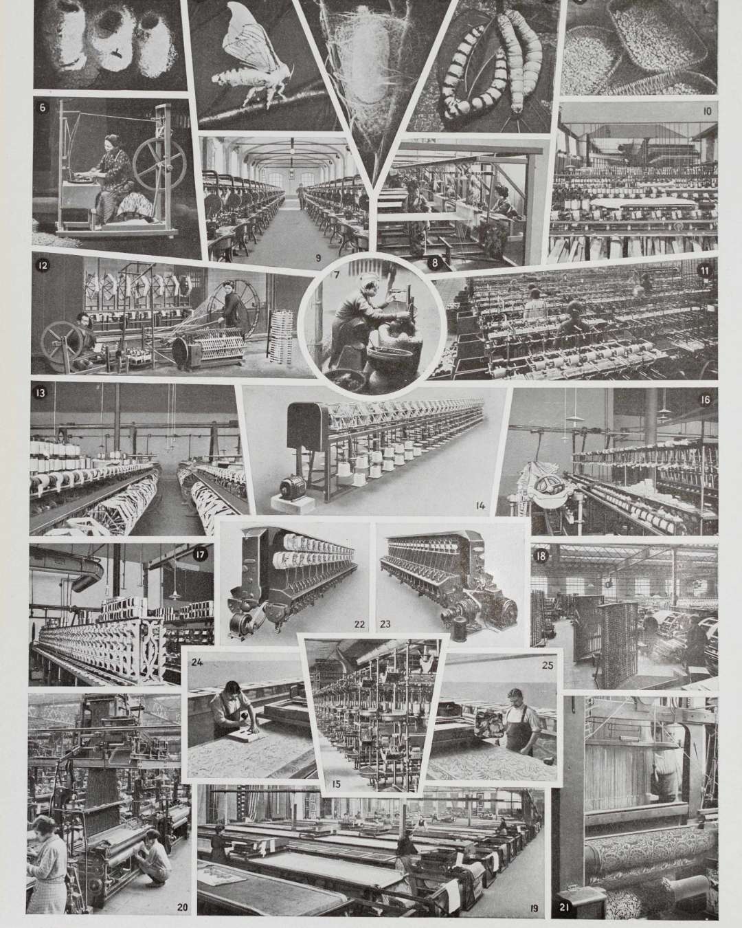 soieries, 22 tissus en couleurs et fabrication de la soie, planche 1930