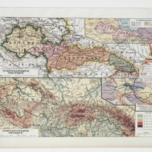 tchécoslovaquie, le 14 mars 1939, carte politique et cartes économiques
