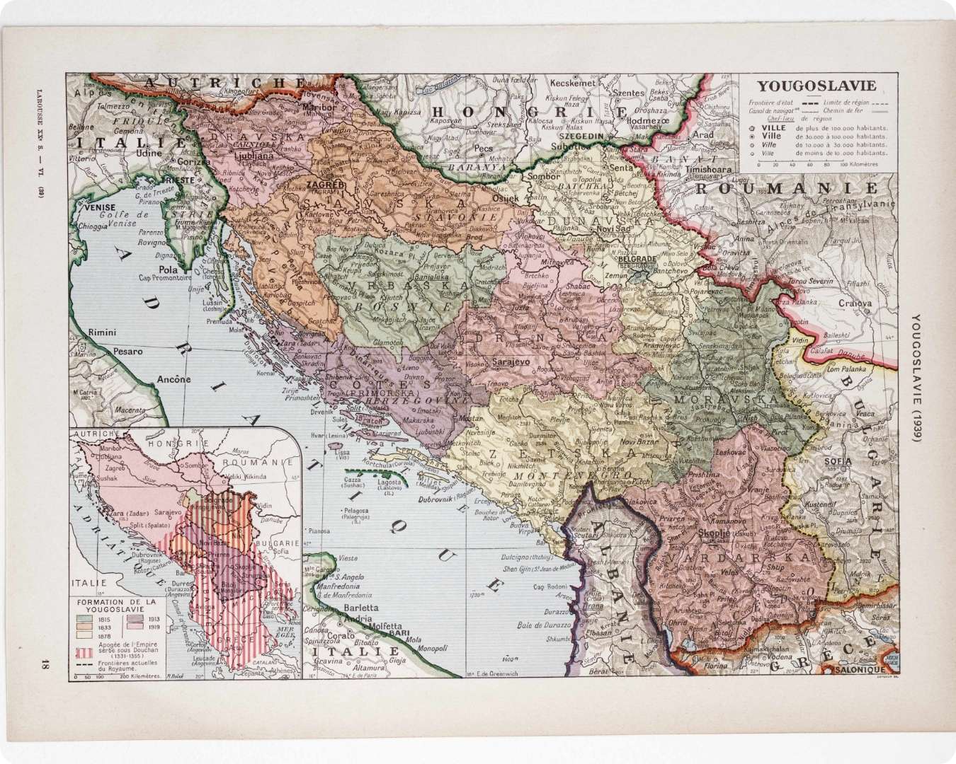yougoslavie carte 1939, belgrade zagreb sarajevo, demoulin