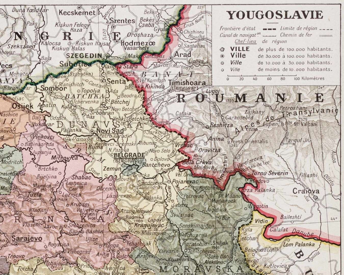 yougoslavie carte 1939, belgrade zagreb sarajevo, demoulin