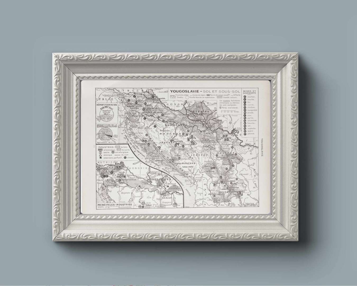 yougoslavie carte 1939, belgrade zagreb sarajevo, demoulin