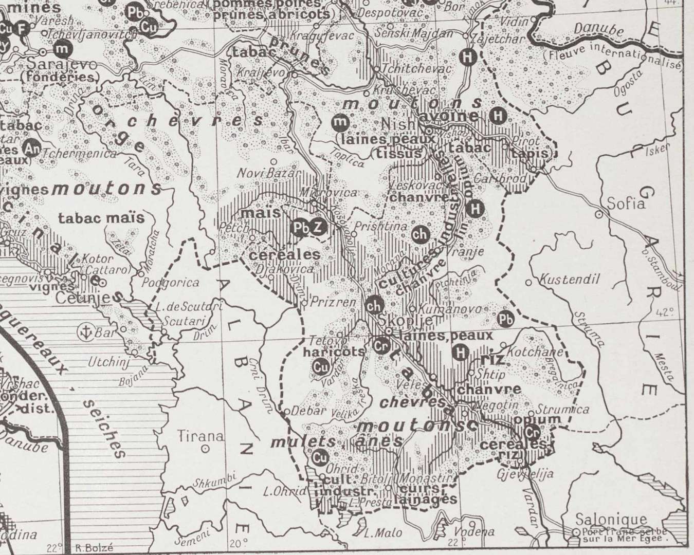 yougoslavie carte 1939, belgrade zagreb sarajevo, demoulin