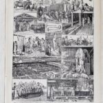 planche ancienne abattoir, gravure originale années 1930