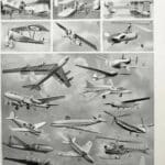 planche ancienne d’aéronautique, aviation et ballons, original 1948