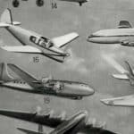 planche ancienne d’aéronautique, aviation et ballons, original 1948