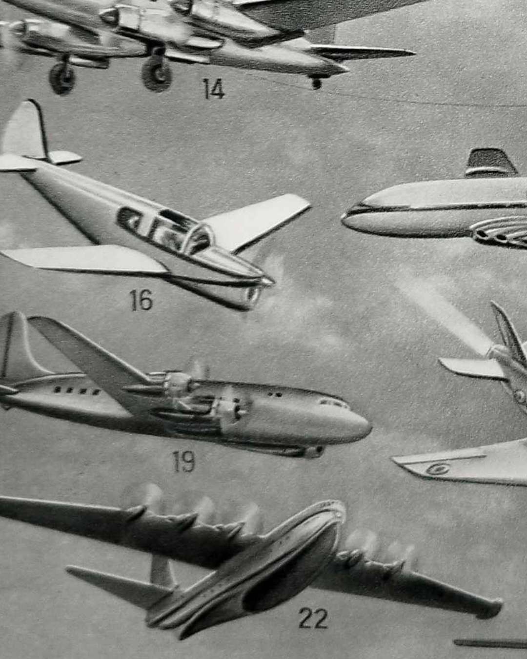 planche ancienne d’aéronautique, aviation et ballons, original 1948