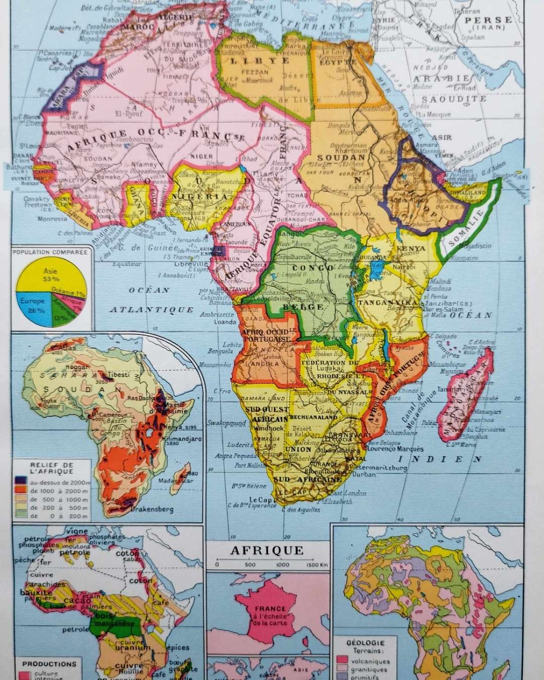 carte politique et thématique de l’afrique, 1948