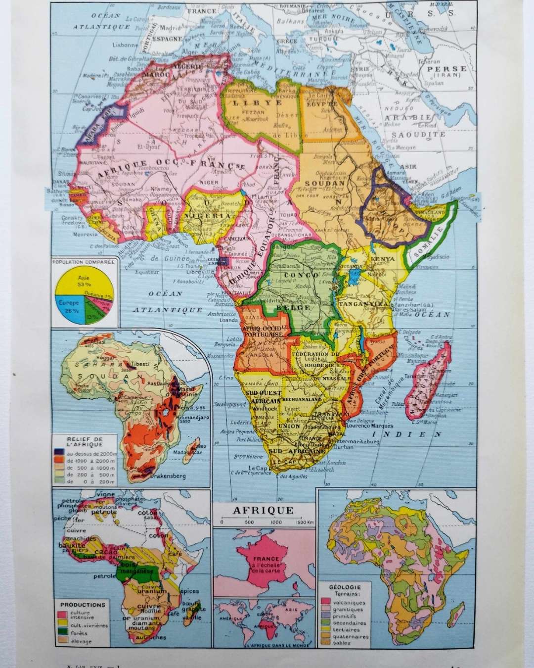 carte politique et thématique de l’afrique, 1948