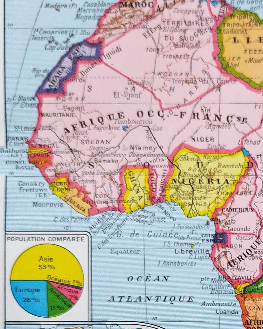 carte politique et thématique de l’afrique, 1948