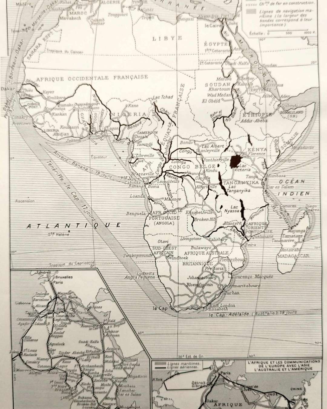carte politique et thématique de l’afrique, 1948