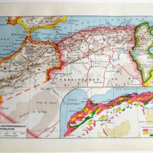 carte politique et thématique de l’afrique du nord, original 1948