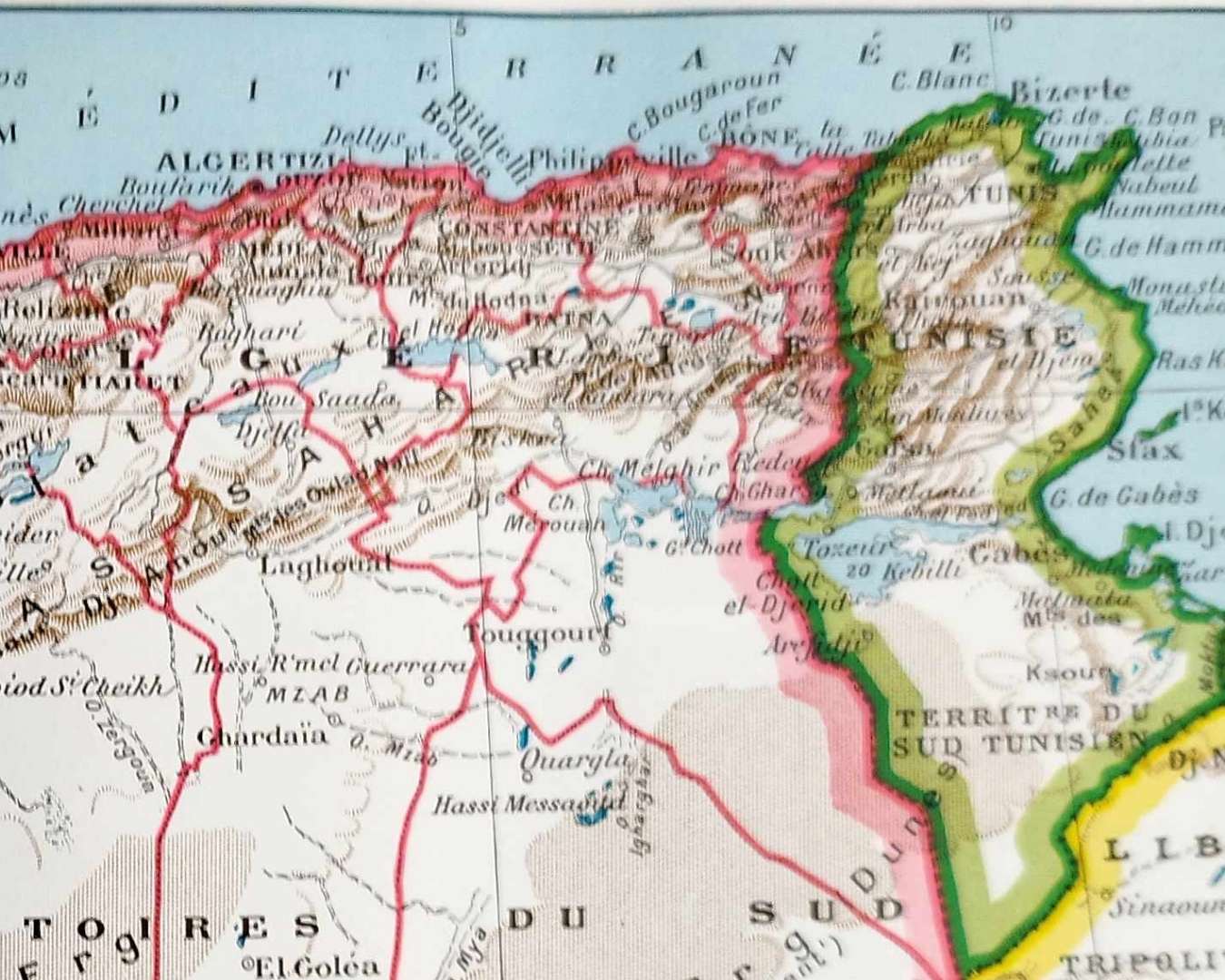 carte politique et thématique de l’afrique du nord, original 1948