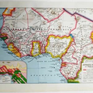 carte politique et thématique de l’afrique occidentale française, original 1948