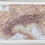 carte ancienne alpes, planche originale années 1930