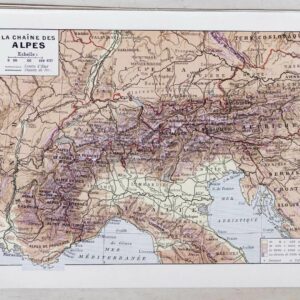 carte ancienne alpes, planche originale années 1930