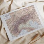 carte ancienne alpes, planche originale années 1930