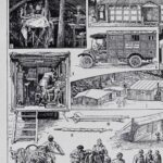 planche ancienne ambulances, illustration médicale militaire